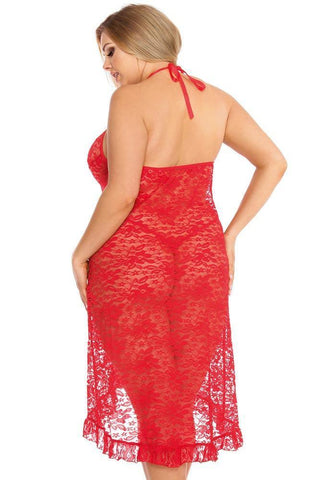 Anais - PLUS SIZE Babydoll - AS Dion chemise κόκκινο AS10040 - E-string.gr