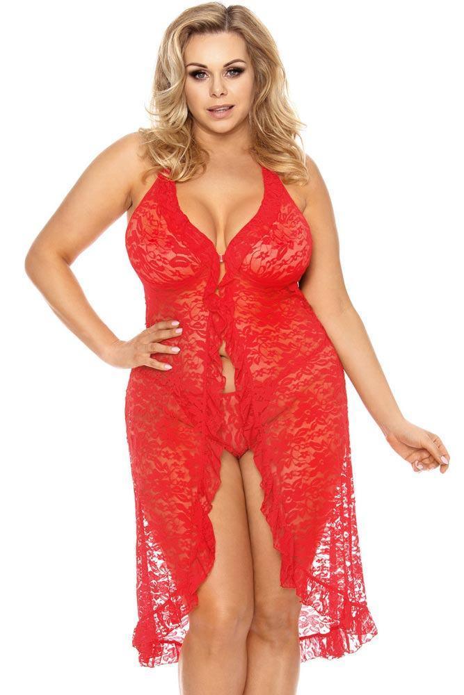 Anais - PLUS SIZE Babydoll - AS Dion chemise κόκκινο AS10040 - E-string.gr