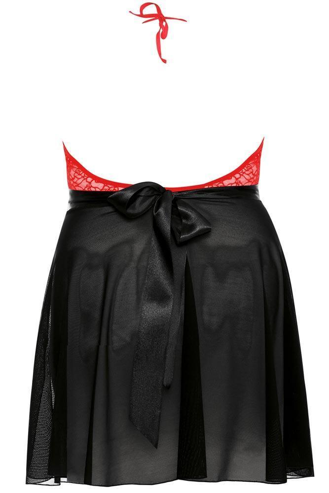 Anais - PLUS SIZE Babydoll - AS Lydia μαύρο-κόκκινο AS10043 - E-string.gr