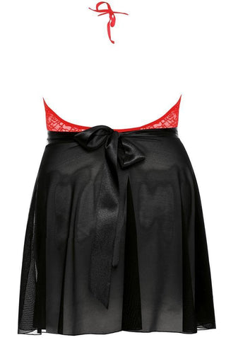 Anais - PLUS SIZE Babydoll - AS Lydia μαύρο-κόκκινο AS10043 - E-string.gr