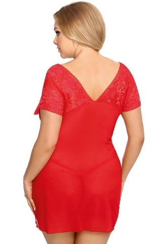Anais - PLUS SIZE Babydoll - AS Sydney chemise κόκκινο AS10041 - E-string.gr