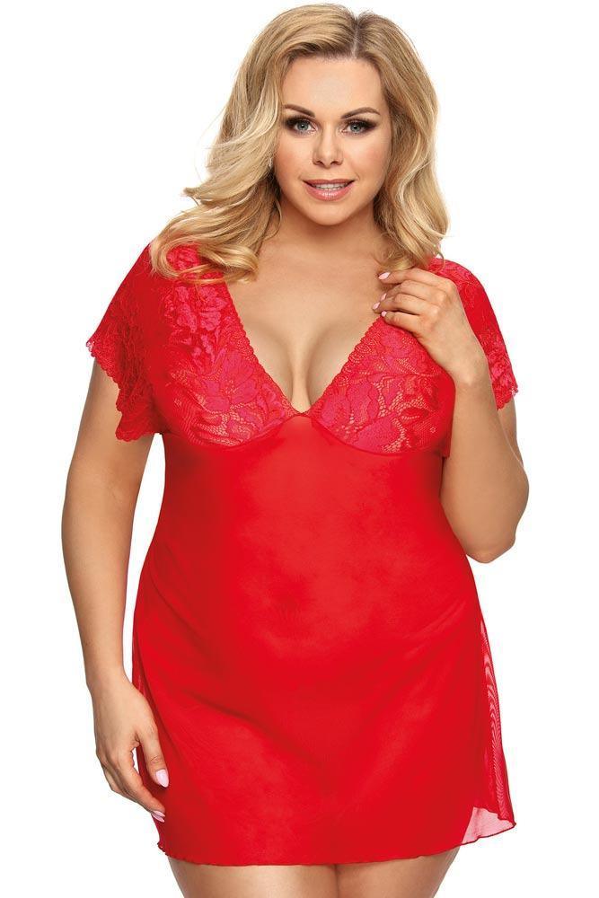 Anais - PLUS SIZE Babydoll - AS Sydney chemise κόκκινο AS10041 - E-string.gr