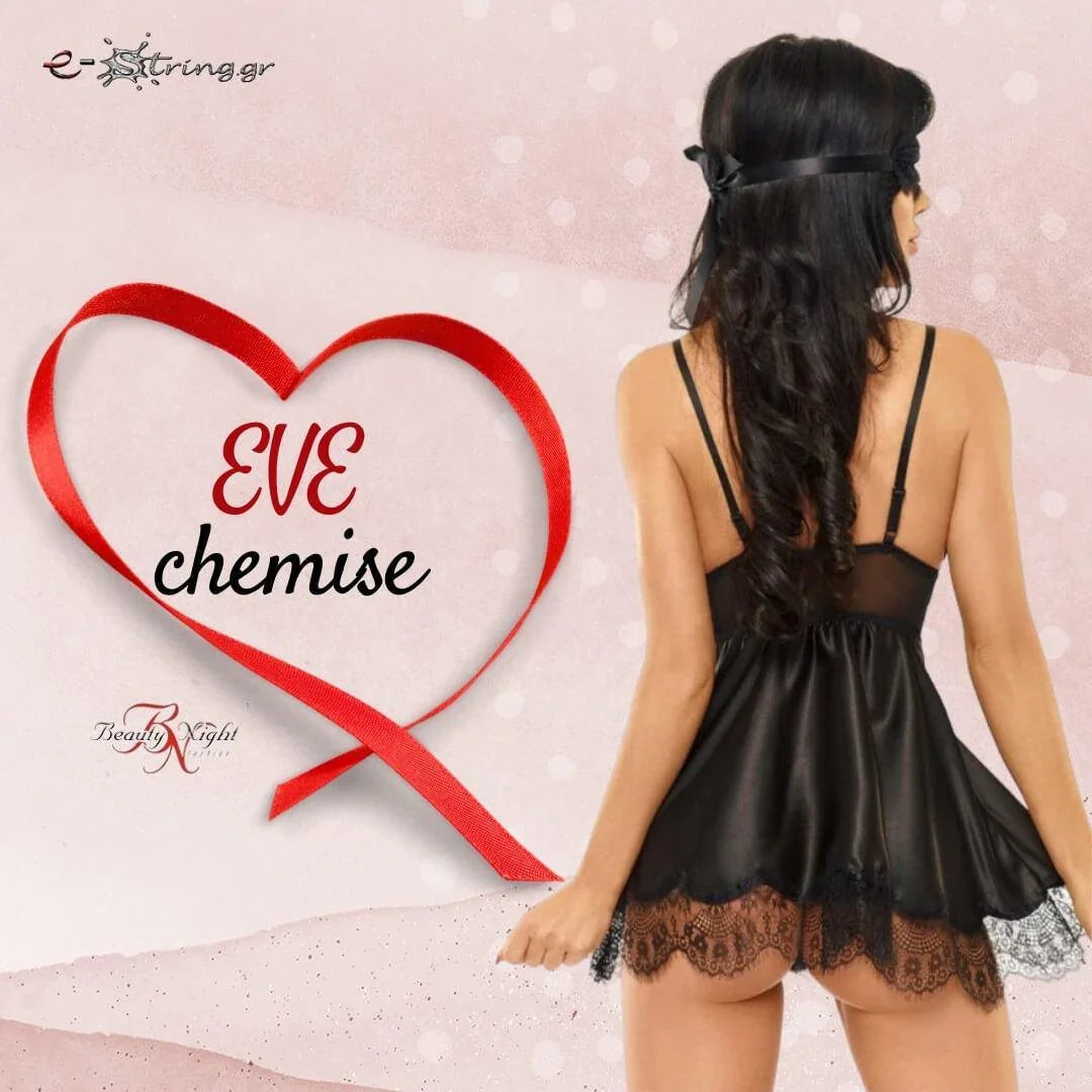 Beauty Night - Γυναικείο Babydoll - Beauty Night Eve Chemise Μαύρο BN10429 - E-string.gr