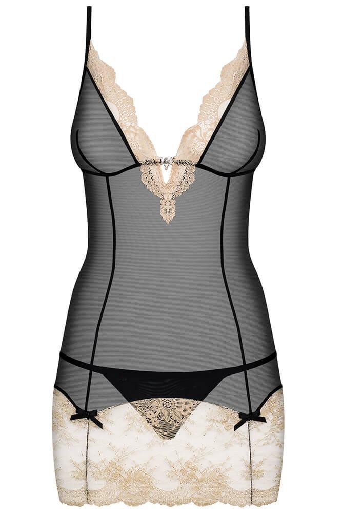 Obsessive - Γυναικείο Babydoll - OBSESSIVE BISQUELLA CHEMISE AND THONG OB9788 - E-string.gr