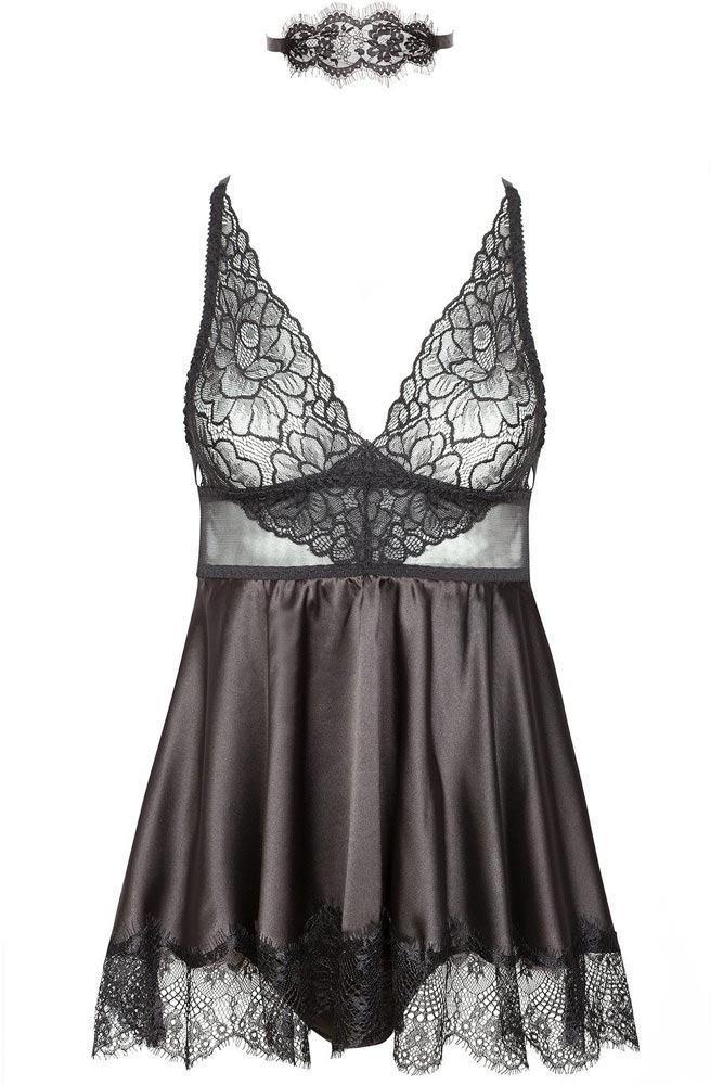 Beauty Night - Γυναικείο Babydoll - Beauty Night Eve Chemise Μαύρο BN10429 - E-string.gr