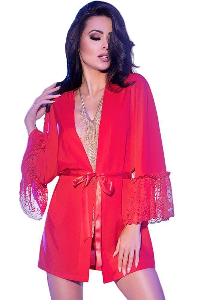Chilirose - Γυναικεία Ρόμπα - Chilirose Chilirose Exotic Negligee Red CR-4084-Red - E-string.gr