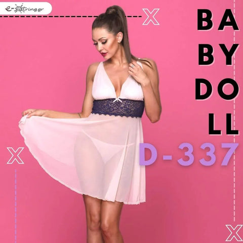 Excellent Beauty - Γυναικείο Babydoll - Excellent Beauty Ροζ Μπλε D-337 - E-string.gr