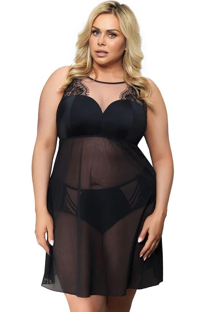 Gorsenia - Γυναικείο Babydoll - Gorsenia Paradise Μαύρο K-499-Black - E-string.gr