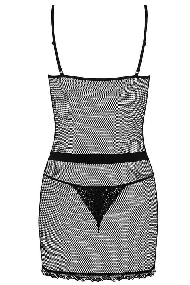 Obsessive - Γυναικείο Babydoll - OBSESSIVE LUSTELLA CHEMISE AND THONG BLACK OB9782 - E-string.gr