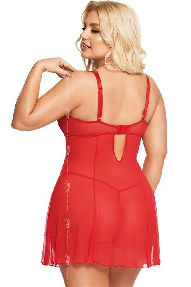 Softland - Babydoll μεγάλο μέγεθος - Softine Babydoll Berta Κόκκινο SFL1892-Red - E-string.gr