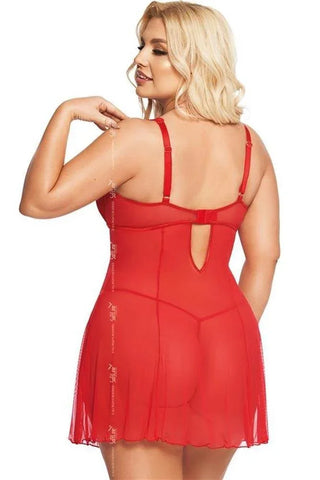 Softland - Babydoll μεγάλο μέγεθος - Softine Babydoll Berta Κόκκινο SFL1892-Red - E-string.gr