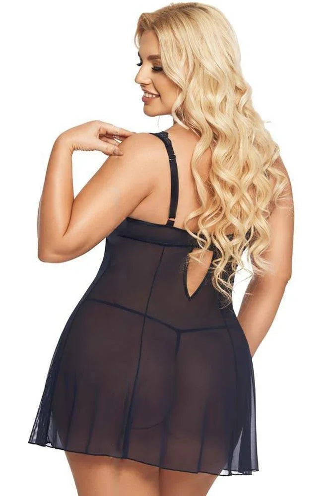 Softland - Babydoll μεγάλο μέγεθος - Softine Babydoll Berta Μπλε σκούρο SFL1892-Blue - E-string.gr