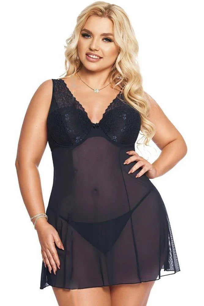 Softland - Babydoll μεγάλο μέγεθος - Softine Babydoll Berta Μπλε σκούρο SFL1892-Blue - E-string.gr