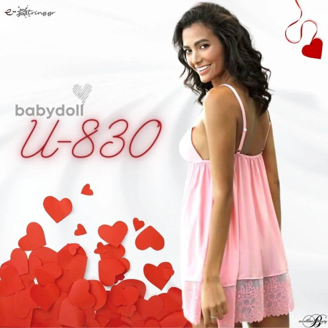 Excellent Beauty - Γυναικείο Babydoll - Excellent Beauty Ροζ U-830 - E-string.gr