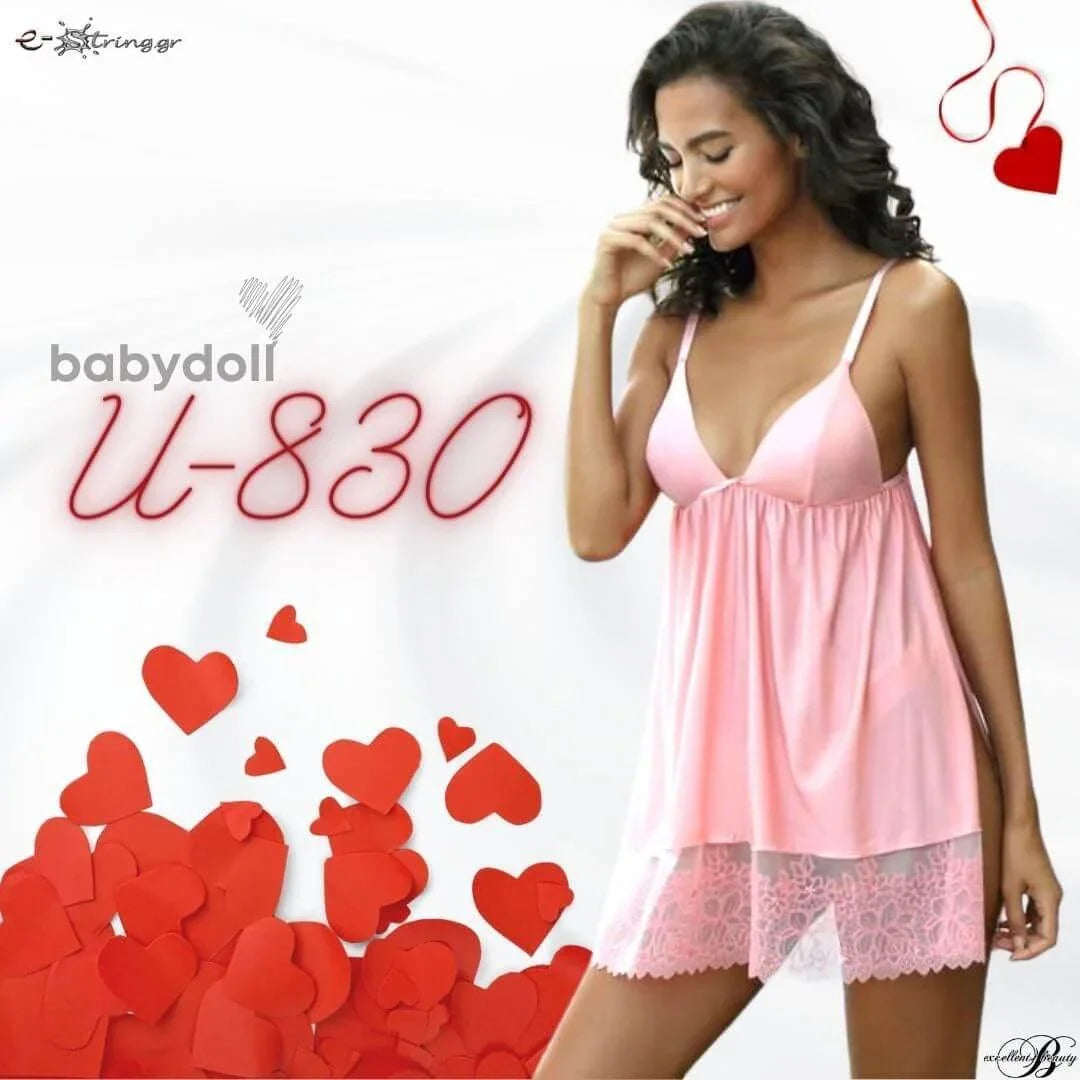 Excellent Beauty - Γυναικείο Babydoll - Excellent Beauty Ροζ U-830 - E-string.gr
