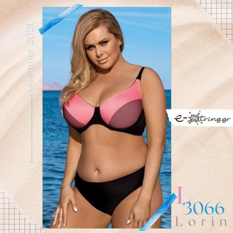 Lorin - Γυναικείο Μαγιό - Μπικίνι Lorin Μαύρο Ροζ L-3066 - E-string.gr