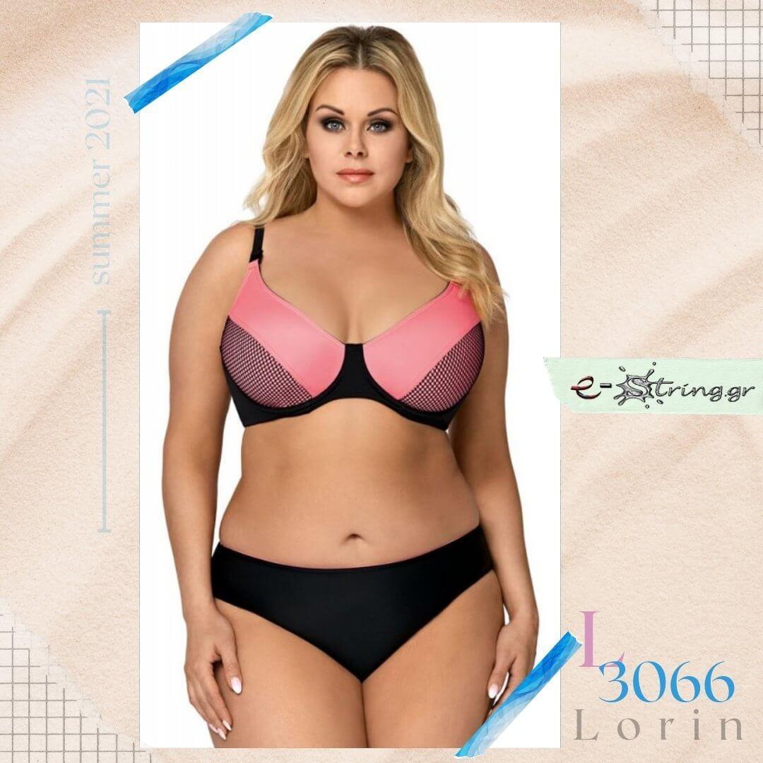 Lorin - Γυναικείο Μαγιό - Μπικίνι Lorin Μαύρο Ροζ L-3066 - E-string.gr
