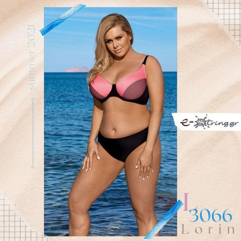 Lorin - Γυναικείο Μαγιό - Μπικίνι Lorin Μαύρο Ροζ L-3066 - E-string.gr