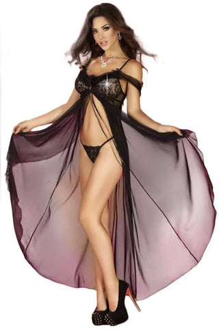 Chilirose - Γυναικείο σετ Babydoll - Chilirose Babydoll and String Black CR-3716-B - E-string.gr