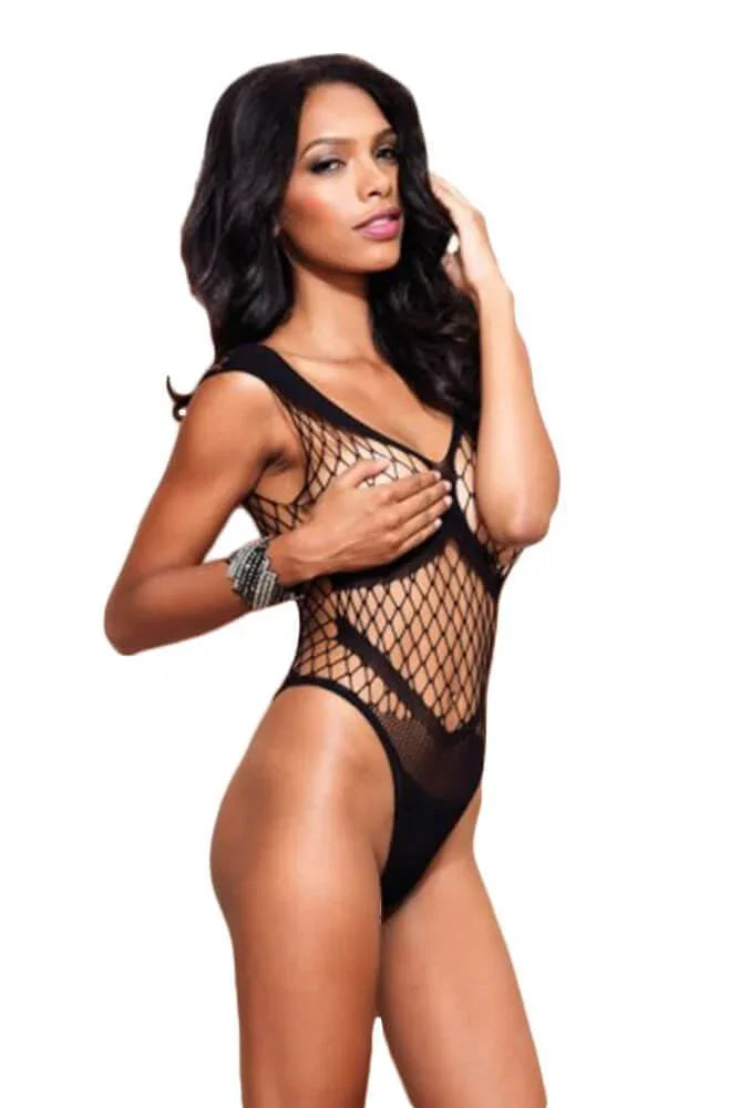 Leg Avenue - Κορμάκι - DIAMOND NET BODY WITH OPAQUE INSERTIONS S4F05205 - E-string.gr