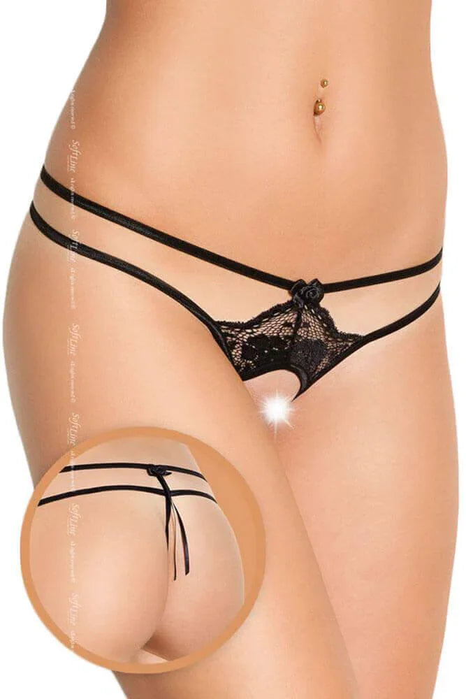 Softland - Γυναικείο G String εσώρουχο - Black Tail SFL2401-Black - E-string.gr