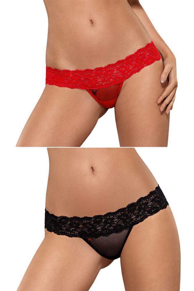 Obsessive - Γυναικείο σετ εσώρουχα - Obsessive Lacea Black-Red OB2714 - E-string.gr