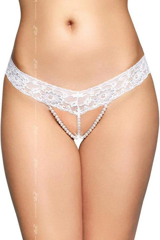 Softland - Γυναικείο εσώρουχο με πέρλες - Pearl with White Lace Λευκό SFL2491-White - E-string.gr