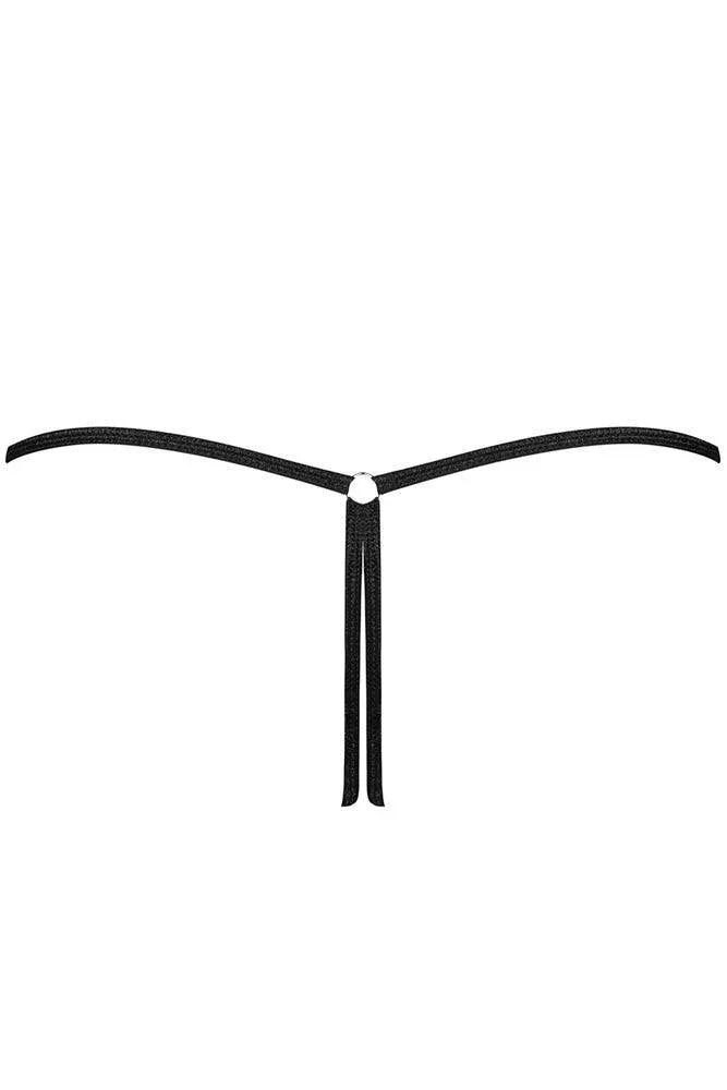 Obsessive - Γυναικείο Τ στρινγκ- Obsessive Remediosa crotchless thong Μαύρο OB3887 - E-string.gr