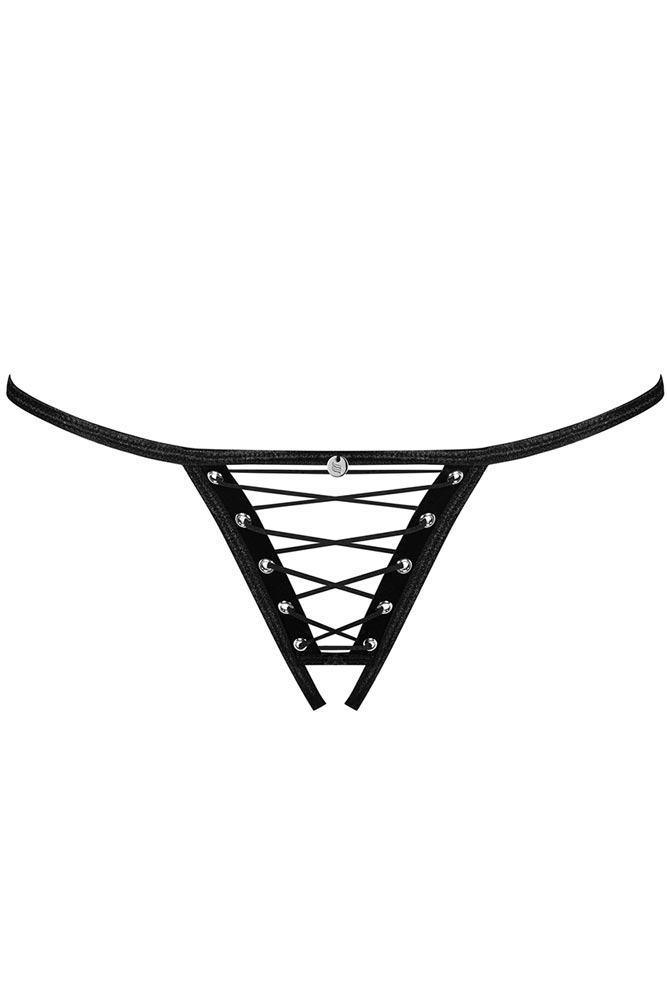 Obsessive - Γυναικείο Τ στρινγκ- Obsessive Remediosa crotchless thong Μαύρο OB3887 - E-string.gr