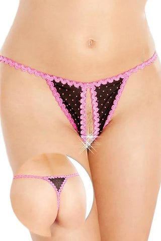 Softland - Γυναικείο εσώρουχο - Pink Lady Thong Μαύρο Ροζ SFL2348 - E-string.gr