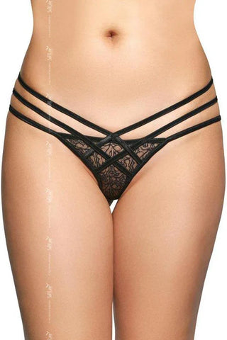 Softland - Γυναικείο G String - Triple thong with lace Μαύρο SFT2492-Black - E-string.gr