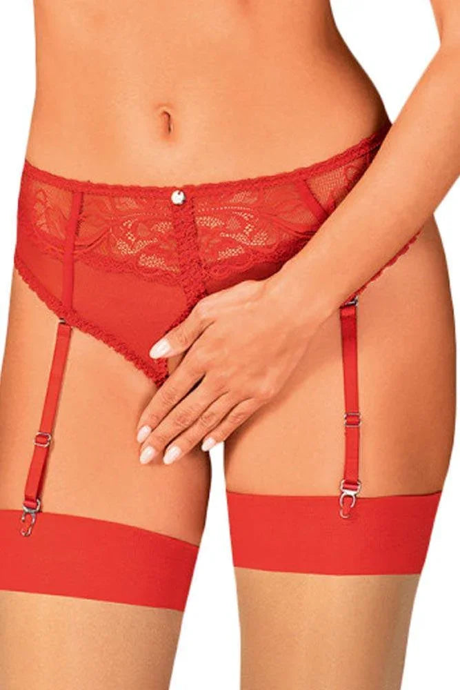 Obsessive - Γυναικείο Εσώρουχο Ζαρτιέρα - Obsessive Dagmarie Garter Panties Κόκκινο OB9223 - E-string.gr