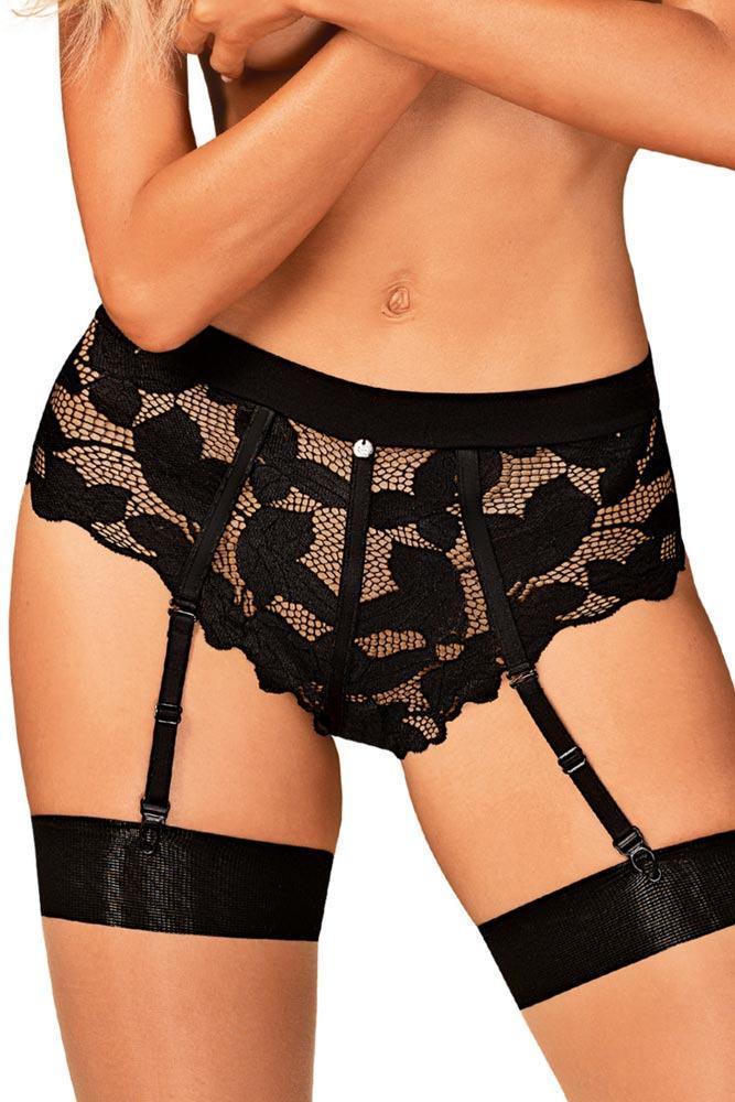 Obsessive - Γυναικείο Εσώρουχο Ζαρτιέρα - Obsessive Editya Garter Panties Μαύρο OB8806 - E-string.gr