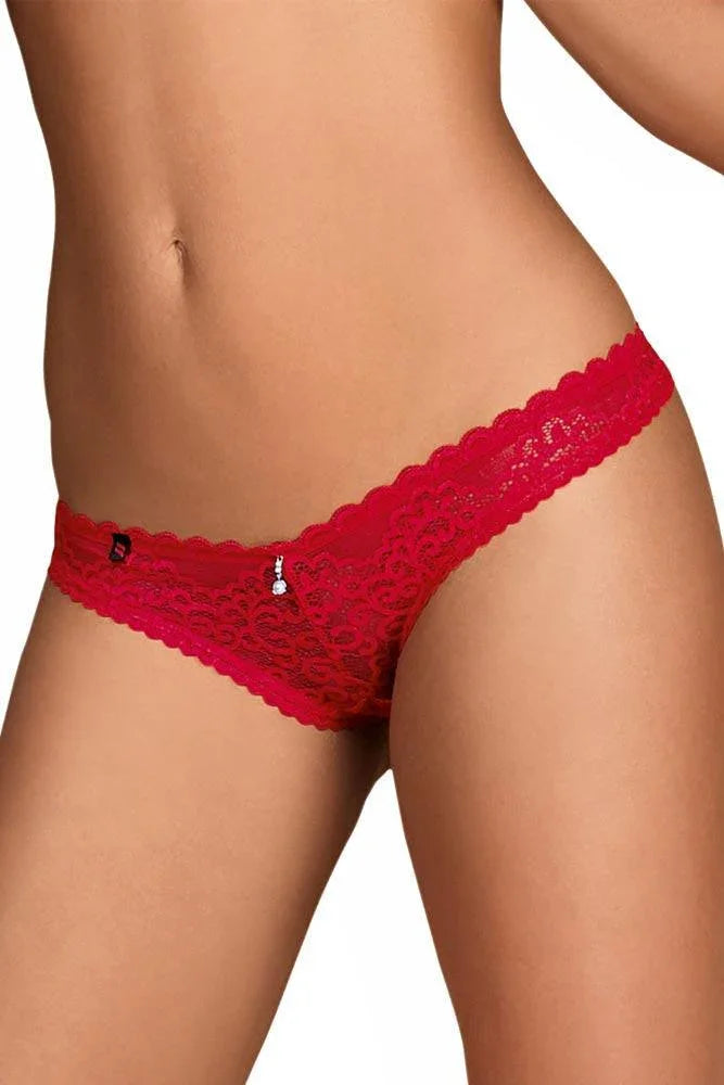 Obsessive - Γυναικείο εσώρουχο - Obsessive Rougebelle Thong Κόκκινο OB3444 - E-string.gr