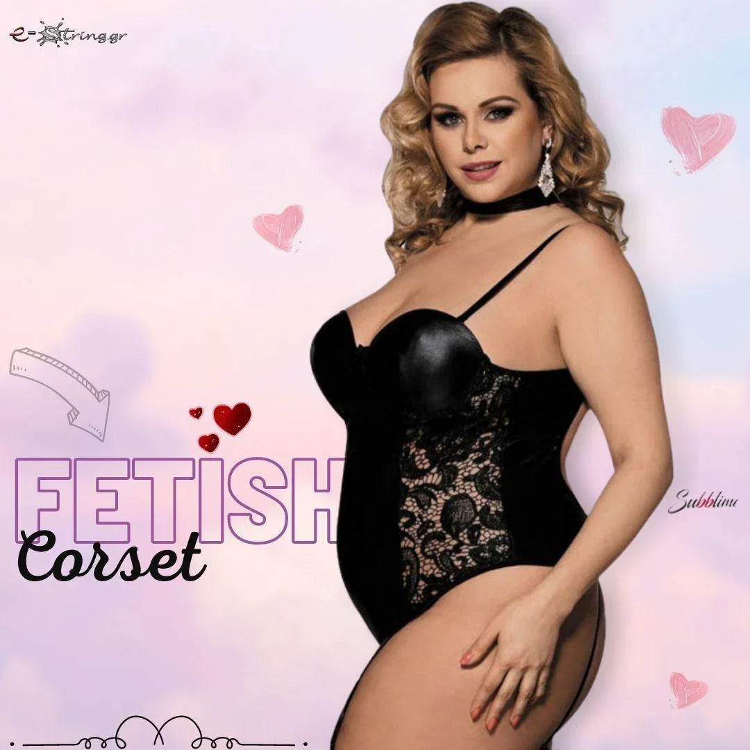 Subblime - Plus Size Κορσές - Subblime Fetish Style Corset Μαύρος S-220629 - E-string.gr