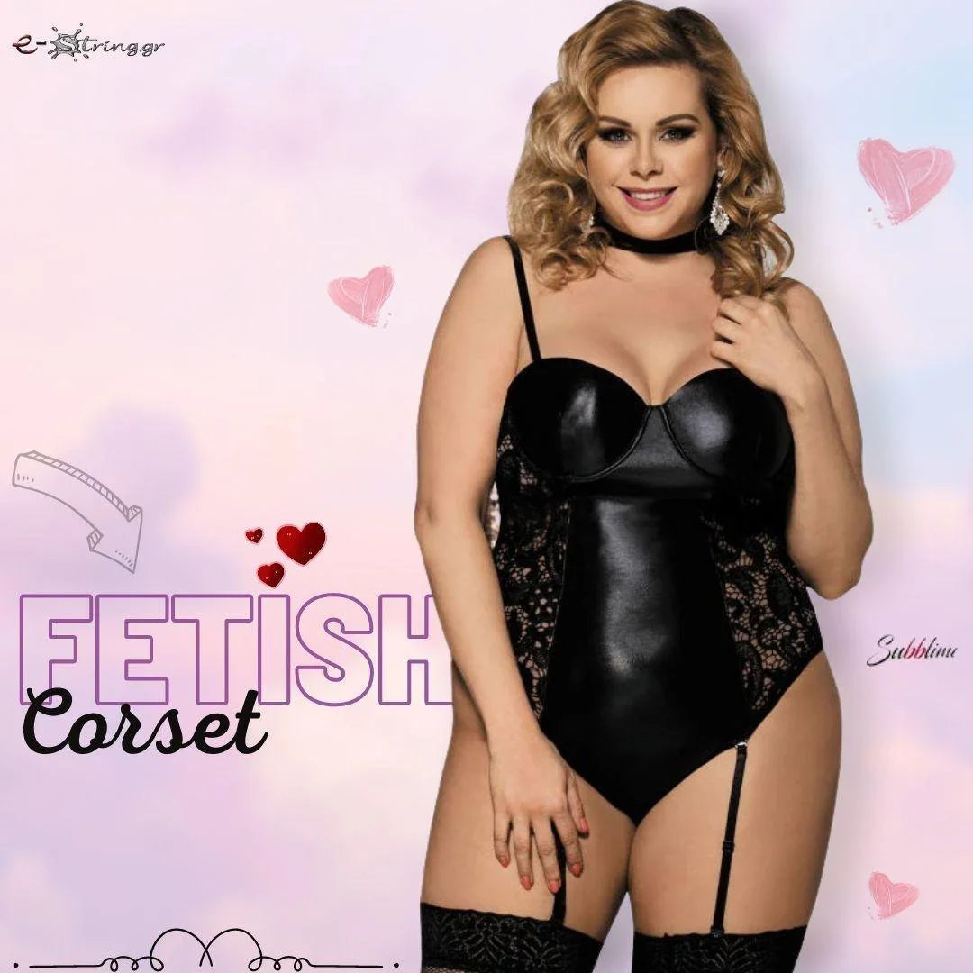 Subblime - Plus Size Κορσές - Subblime Fetish Style Corset Μαύρος S-220629 - E-string.gr