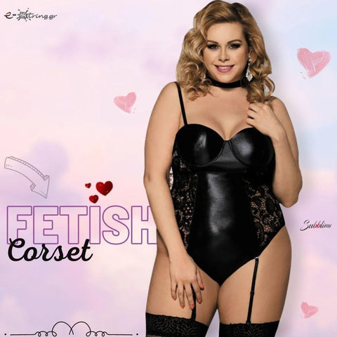 Subblime - Plus Size Κορσές - Subblime Fetish Style Corset Μαύρος S-220629 - E-string.gr