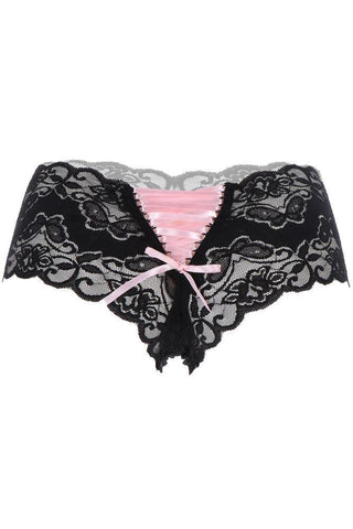 Leg Avenue - Γυναικείο μποξερ - Leg Avenue Lace Tanga Short Μαύρο LG2988 - E-string.gr