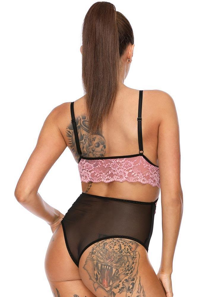 Excellent Beauty - Γυναικείο Κορμάκι - Excellent Beauty Μαύρο Ροζ B-241 - E-string.gr