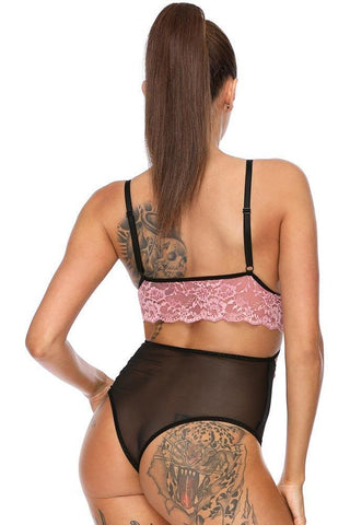 Excellent Beauty - Γυναικείο Κορμάκι - Excellent Beauty Μαύρο Ροζ B-241 - E-string.gr
