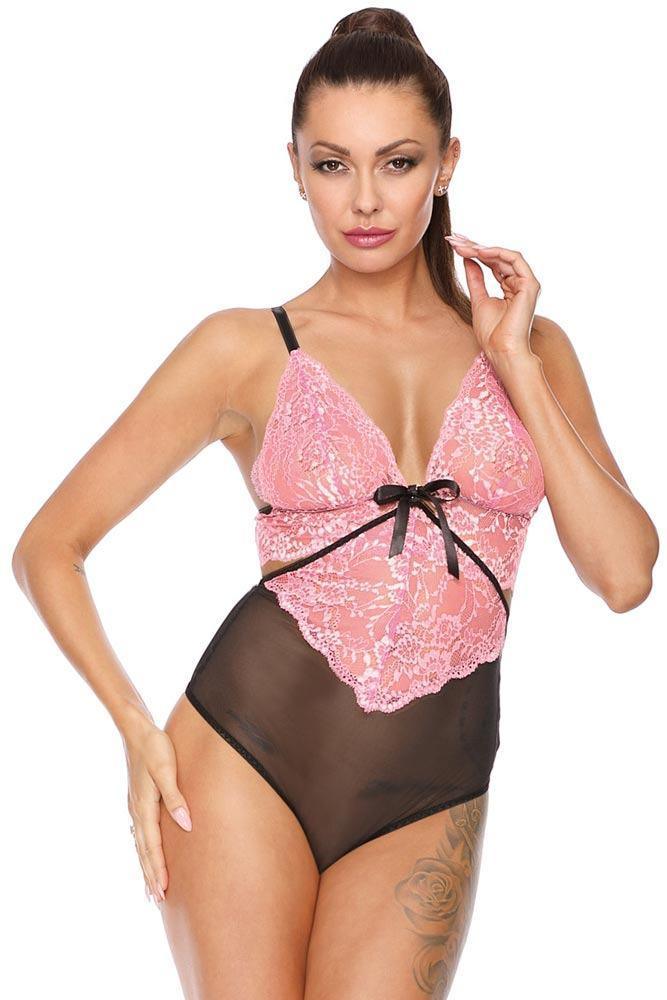 Excellent Beauty - Γυναικείο Κορμάκι - Excellent Beauty Μαύρο Ροζ B-241 - E-string.gr