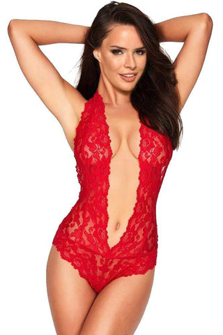 Subblime - Γυναικείο κορμάκι - Subblime Backless Deep V Teddy Κόκκινο S-223893 - E-string.gr