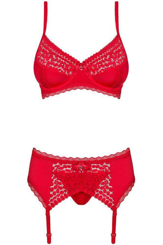 Obsessive - Γυναικείο σετ εσωρούχων - Obsessive Jolierose 3-pcs set Κόκκινο OB3741 - E-string.gr
