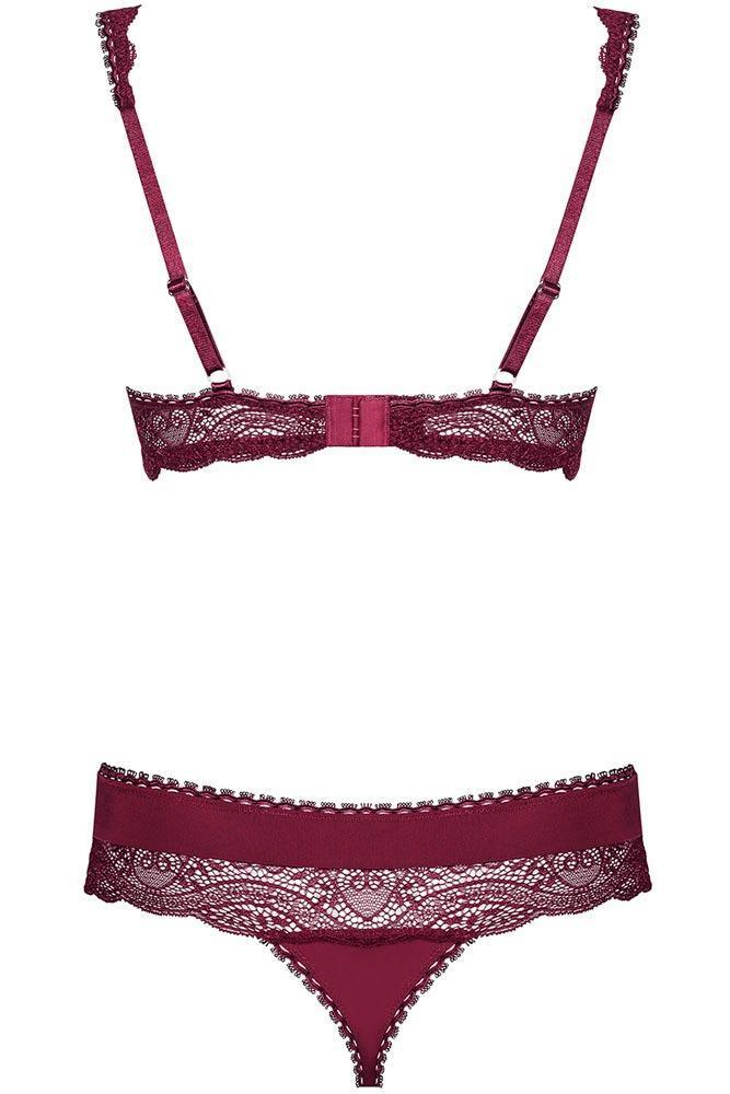 Obsessive - Γυναικείο σετ Εσωρούχων - Obsessive Miamor Set μπορντό OB1198 - E-string.gr