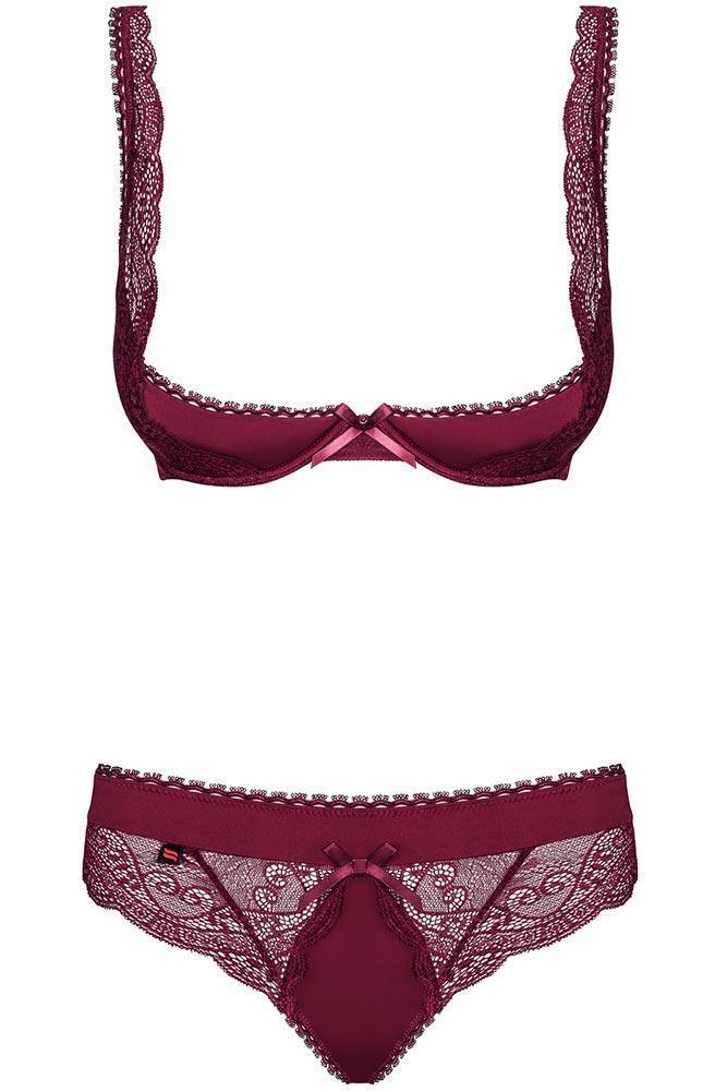Obsessive - Γυναικείο σετ Εσωρούχων - Obsessive Miamor Set μπορντό OB1198 - E-string.gr