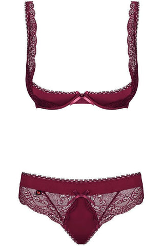 Obsessive - Γυναικείο σετ Εσωρούχων - Obsessive Miamor Set μπορντό OB1198 - E-string.gr