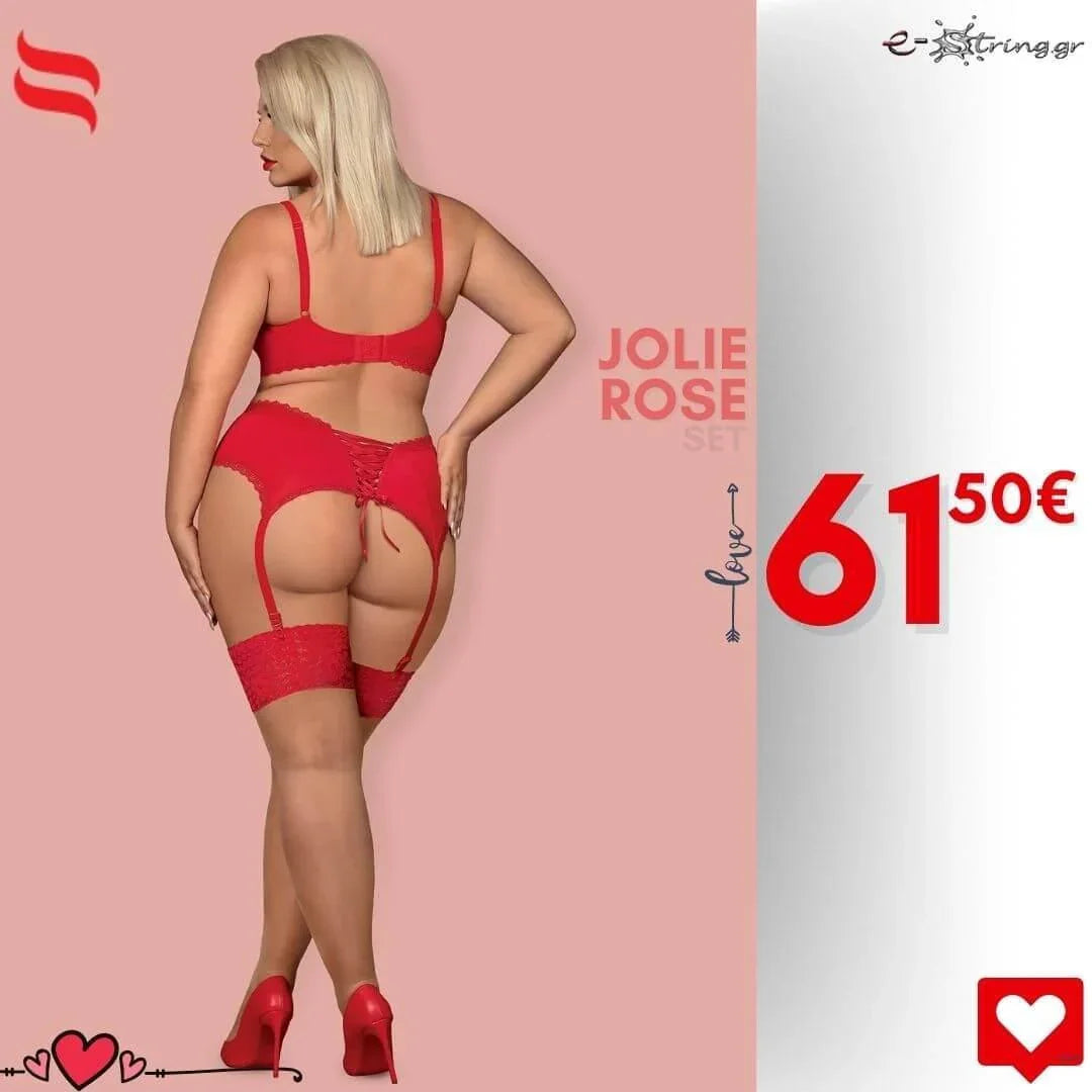 Obsessive - Γυναικείο σετ εσωρούχων - Obsessive Jolierose 3-pcs set Κόκκινο OB3741 - E-string.gr