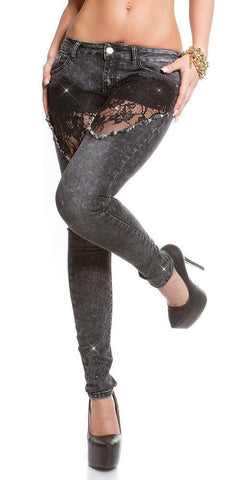 KouCla - Παντελόνι Τζιν - Jeans with lace K600-196 - E-string.gr