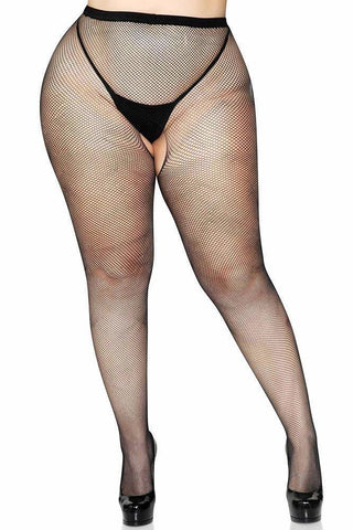 Leg Avenue - Καλσόν Αυτοκινήτου - PLUS SIZE FISHNET CROTCHLESS PANTYHOSE LG1404Q - E-string.gr