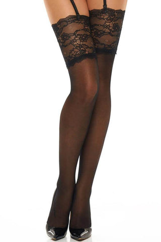 Beauty Night - Κάλτσες με φαρδιά δαντέλα - Beauty Night Romance Μαύρες BN10427 - E-string.gr